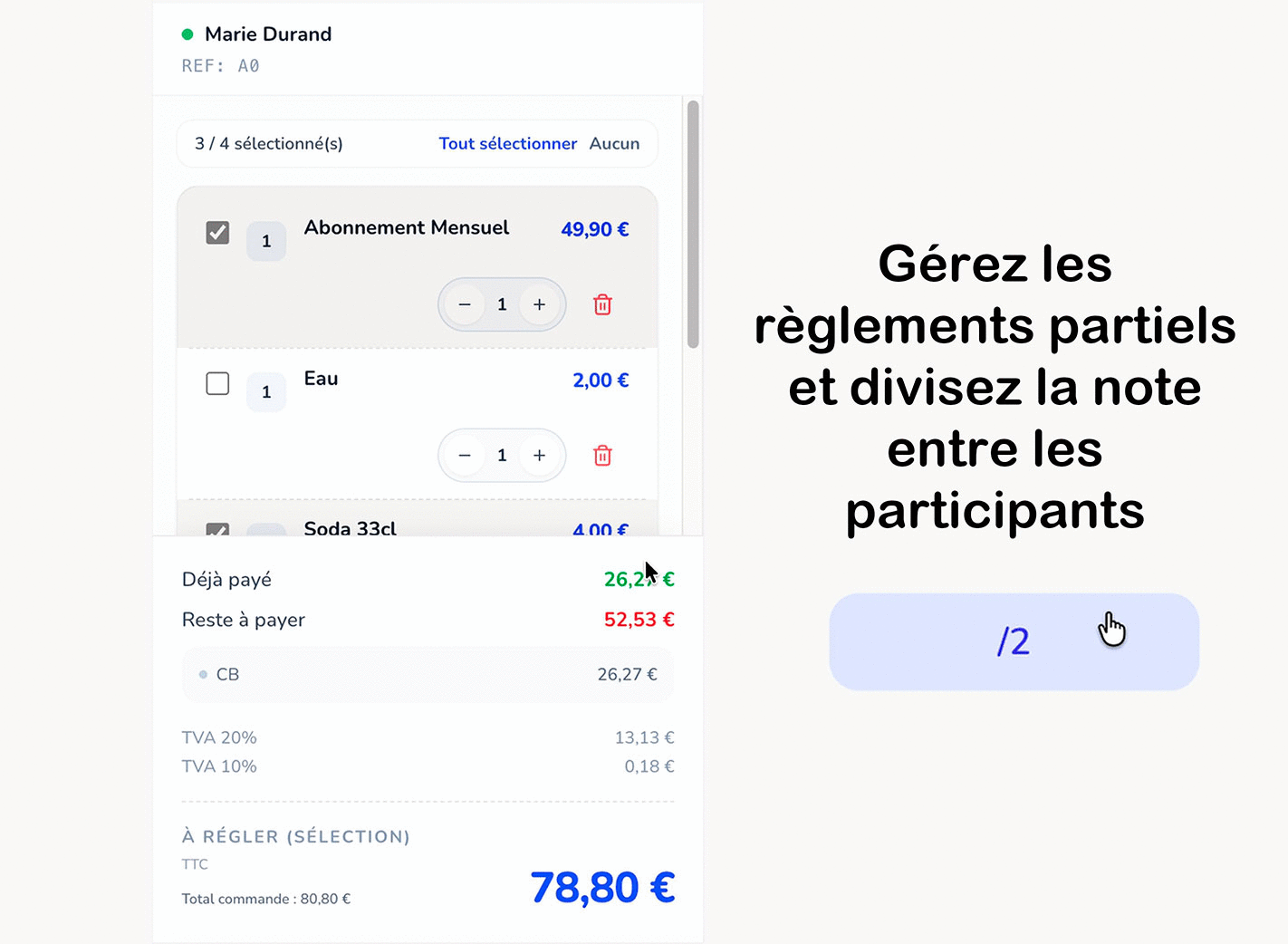Fonctionnalités de la caisse